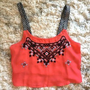 Embroidered crop tank